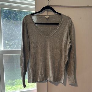 J. Crew 100% cotton grey V-Neck Women's sweater